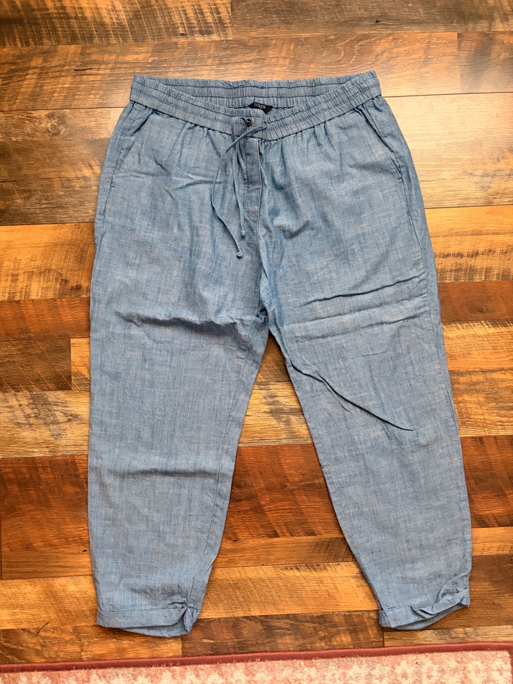 J. Crew Light Chambray Linen Pants Cropped - Light Blue